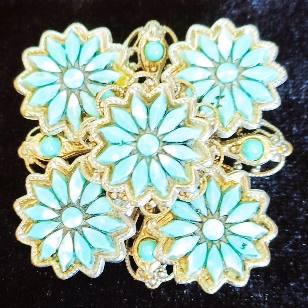 Blue Flower Brooch - Vintage - Picture 1 of 4